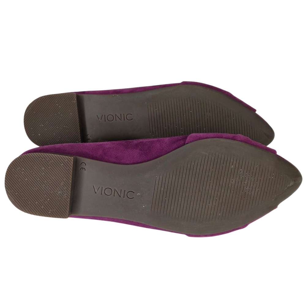 LIKE NEW Vionic Gramercy Plum Purple Suede Pointed Toe Bow Ballet Flats Womens 5 - Picture 6 of 7